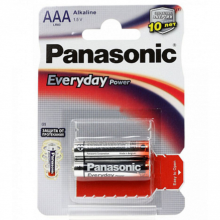 Батарейка LR03 Alkaline (пальчиковая маленькая AAA) Panasonic Everyday Power упаковка 2 шт.