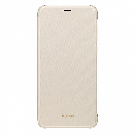 Чехол для Huawei P Smart книжка оригинальный Flip Cover золотистый