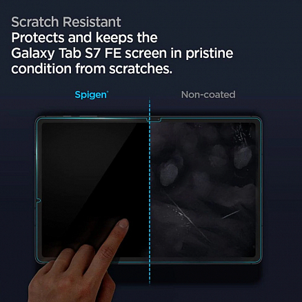 Защитное стекло для Samsung Galaxy Tab S7 FE 5G 12.4 T730, T736B на экран противоударное Spigen EZ FIT прозрачное