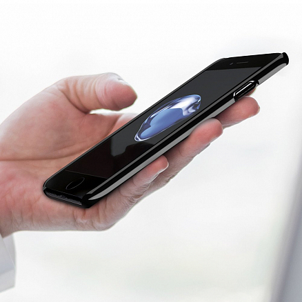 Чехол для iPhone 7, 8 пластиковый тонкий Spigen SGP Thin Fit QNMP черный глянцевый