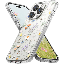 Чехол для iPhone 14 Pro гибридный Ringke Fusion Dry Flowers прозрачный