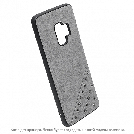 Чехол для iPhone 6, 6S гибридный с кожей Beeyo Brads Type 1 серый