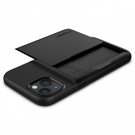 Чехол для iPhone 13 гибридный со слотом для карты Spigen Slim Armor CS черный