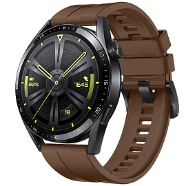 Ремешок-браслет для Huawei Watch GT 3 46 мм силиконовый Hurtel коричневый