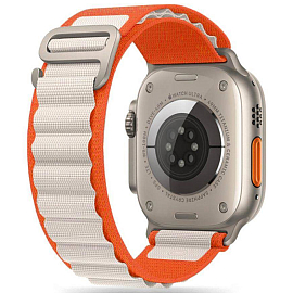 Ремешок-браслет для Apple Watch 4, 5, 6, 7, 8, SE, Ultra 42, 44, 45 и 49 мм текстильный Tech-Protect Nylon Pro оранжево-бежевый