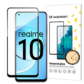 Защитное стекло для Realme 10 4G на весь экран противоударное Wozinsky Full Glue черное