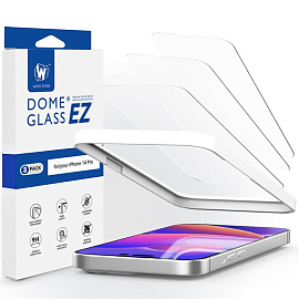 Защитное стекло для iPhone 14 Pro на весь экран противоударное WhiteStone Dome Glass EZ прозрачное 3 шт.