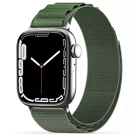 Ремешок-браслет для Apple Watch 4, 5, 6, 7, 8, SE, Ultra 42, 44, 45 и 49 мм текстильный Tech-Protect Nylon Pro зеленый