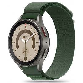Ремешок-браслет для Samsung Galaxy Watch 4, 5, 5 Pro 40, 42, 44, 45 и 46 мм текстильный Tech-Protect Nylon Pro зеленый