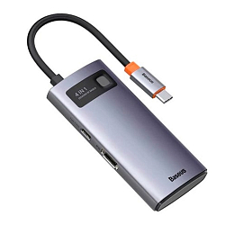 Переходник Type-C - 3 х USB 2.0, USB 3.0, HDMI, Type-C Baseus Metal Gleam серый