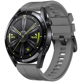 Ремешок-браслет для Huawei Watch GT 3 46 мм силиконовый Hurtel серый